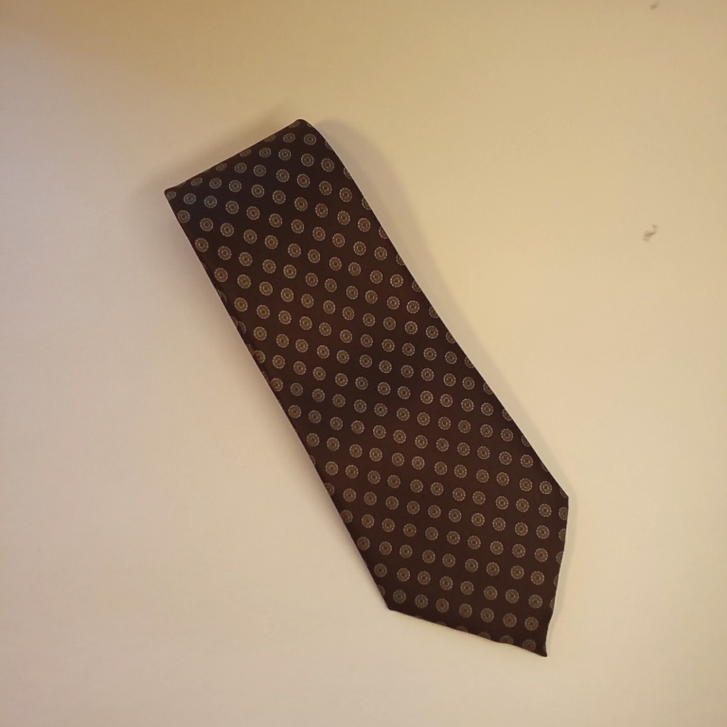 3/$45 Mercedes Silk Hand Made Elegant Brown Patterned Tie